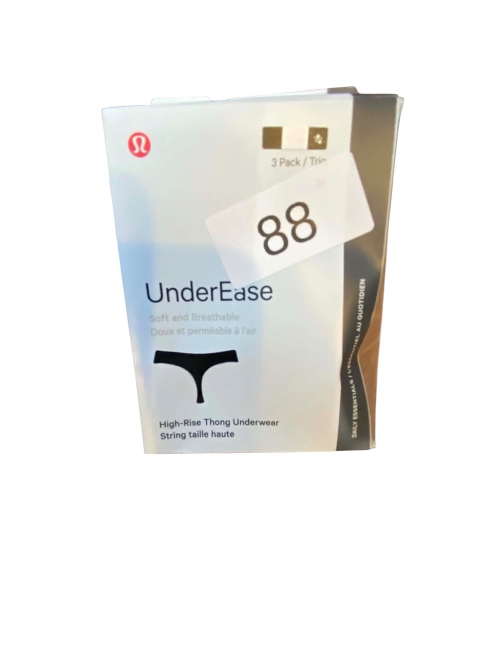 NWT Lululemon UnderEase HIgh-Rise Thong Underwear 3PK Size Medium BLACK/CREAM
